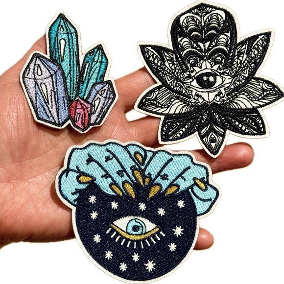 Set of 10 Evil Eye Iron on Patch Witch Patches Evil Eye Embroidered Patches - Picture 2 of 4